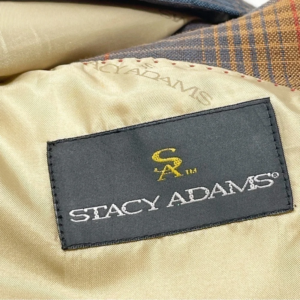 STACY ADAMS Men’s Multicolor Plaid Single Breasted Sports Coat Blazer Size 38R